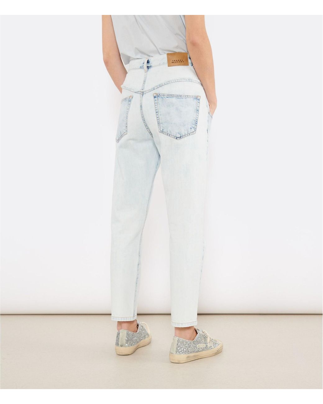 Isabel Marant Blue Oliviani High-Waisted Frayed Jeans