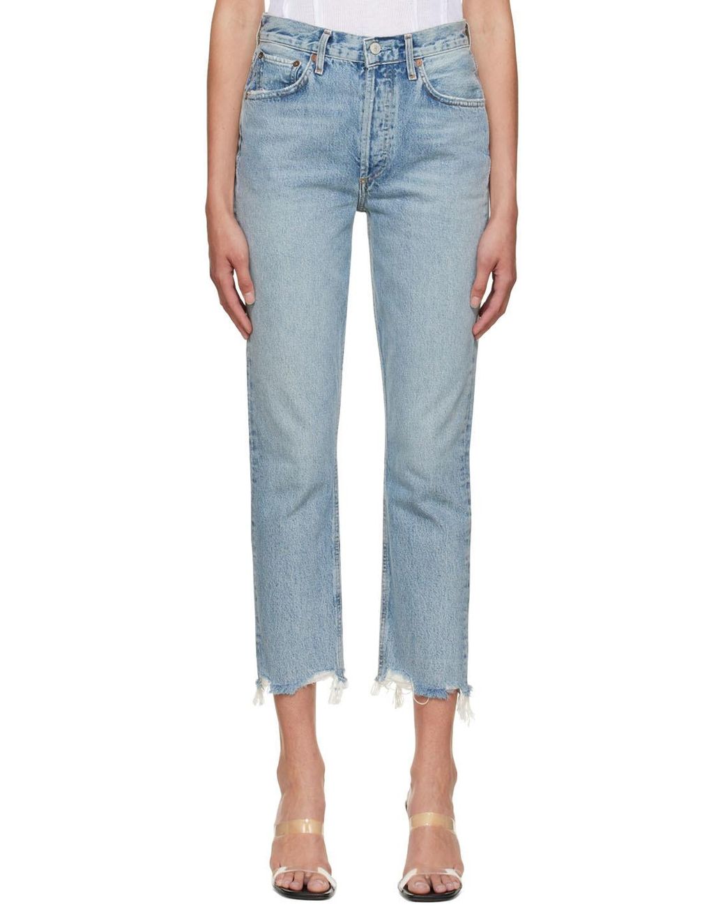Agolde Blue Riley Cropped Jeans