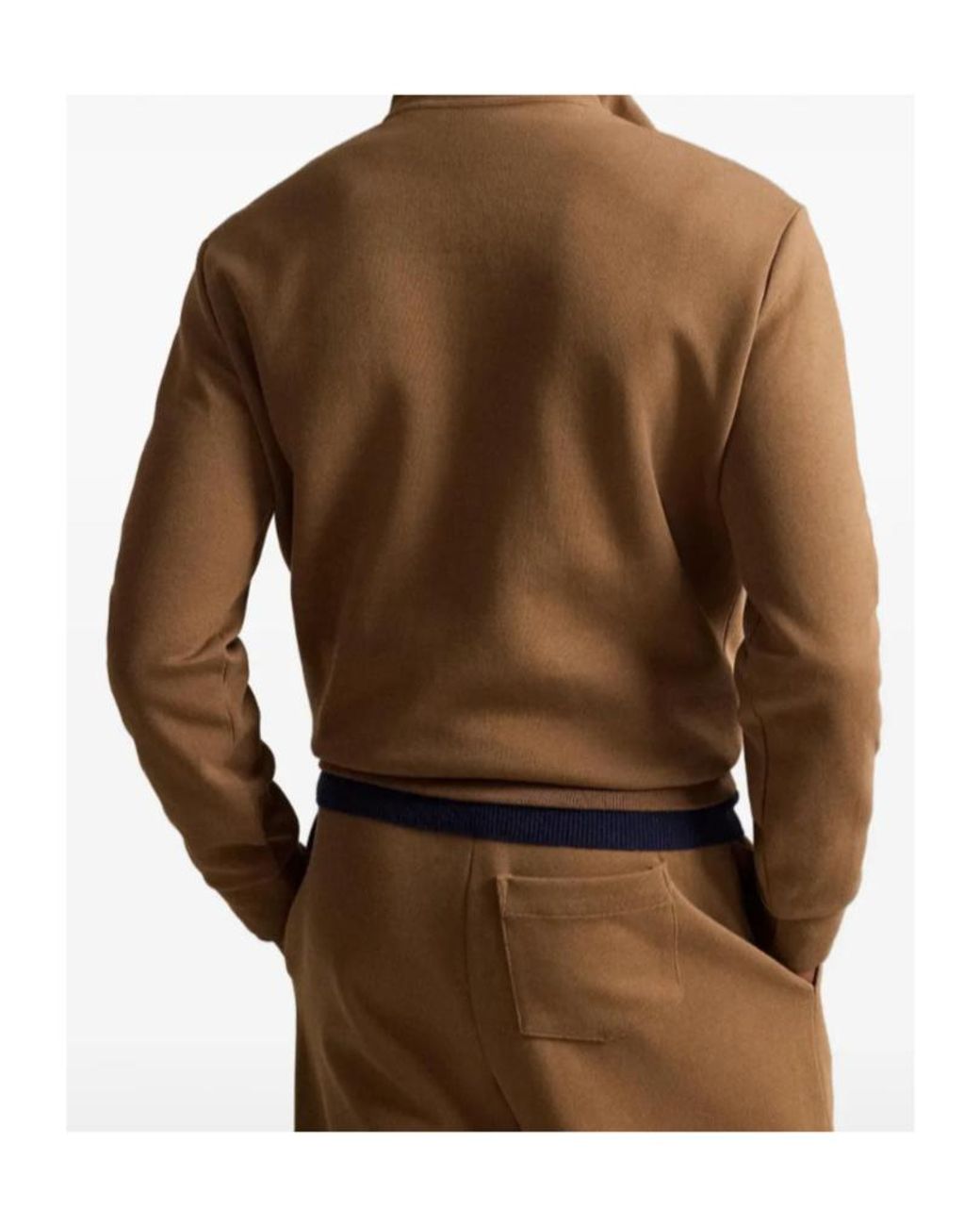 Ralph Lauren Brown Logo-Embroidered Quarter-Zip Sweater for men