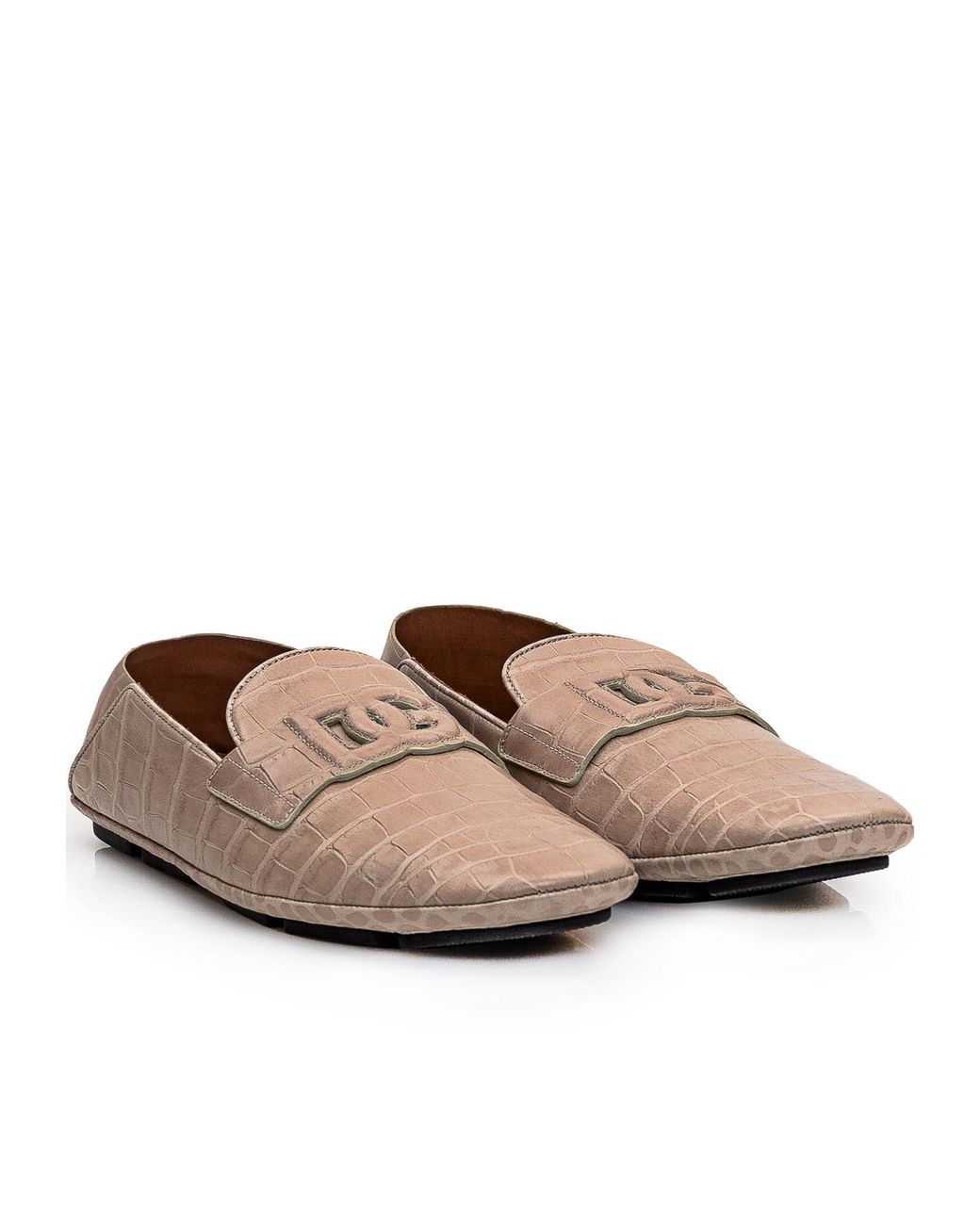 Dolce & Gabbana Brown Dg Logo Embossed Almond Toe Loafers for men