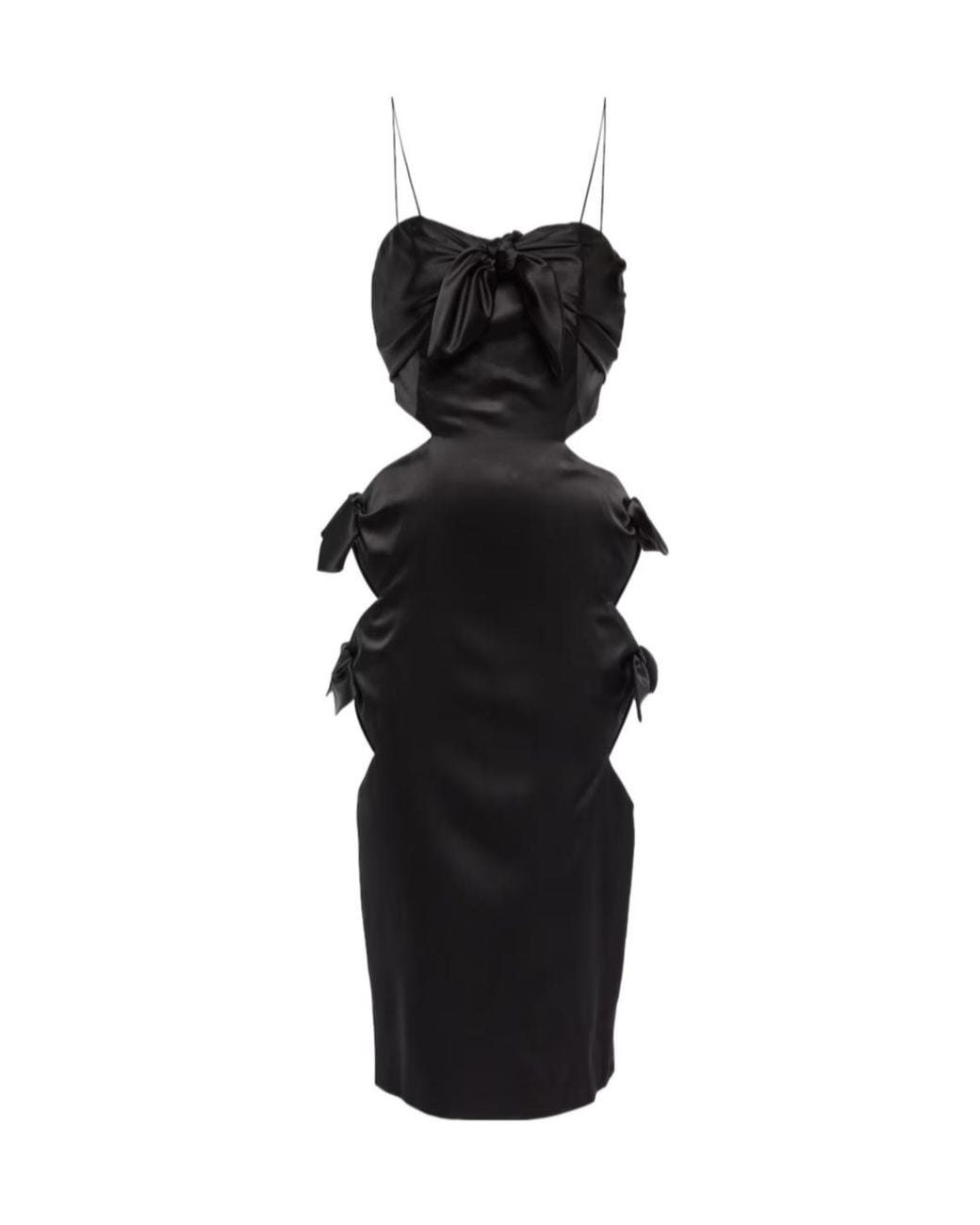 Alessandra Rich Black Cut-Out Silk-Blend Midi Dress