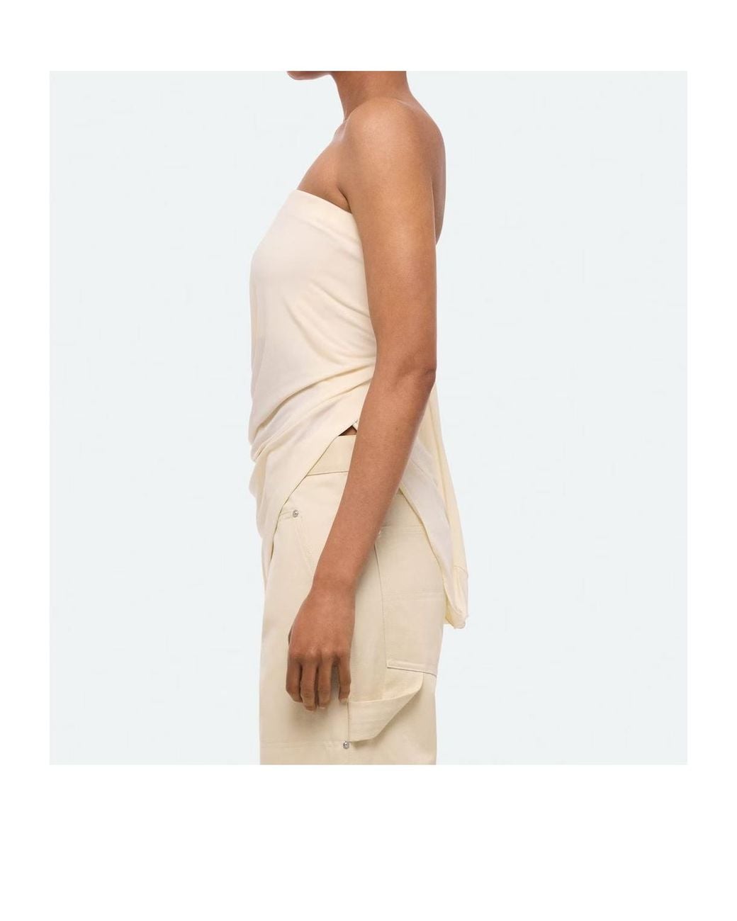 Helmut Lang Natural Knot-Front Strapless Top