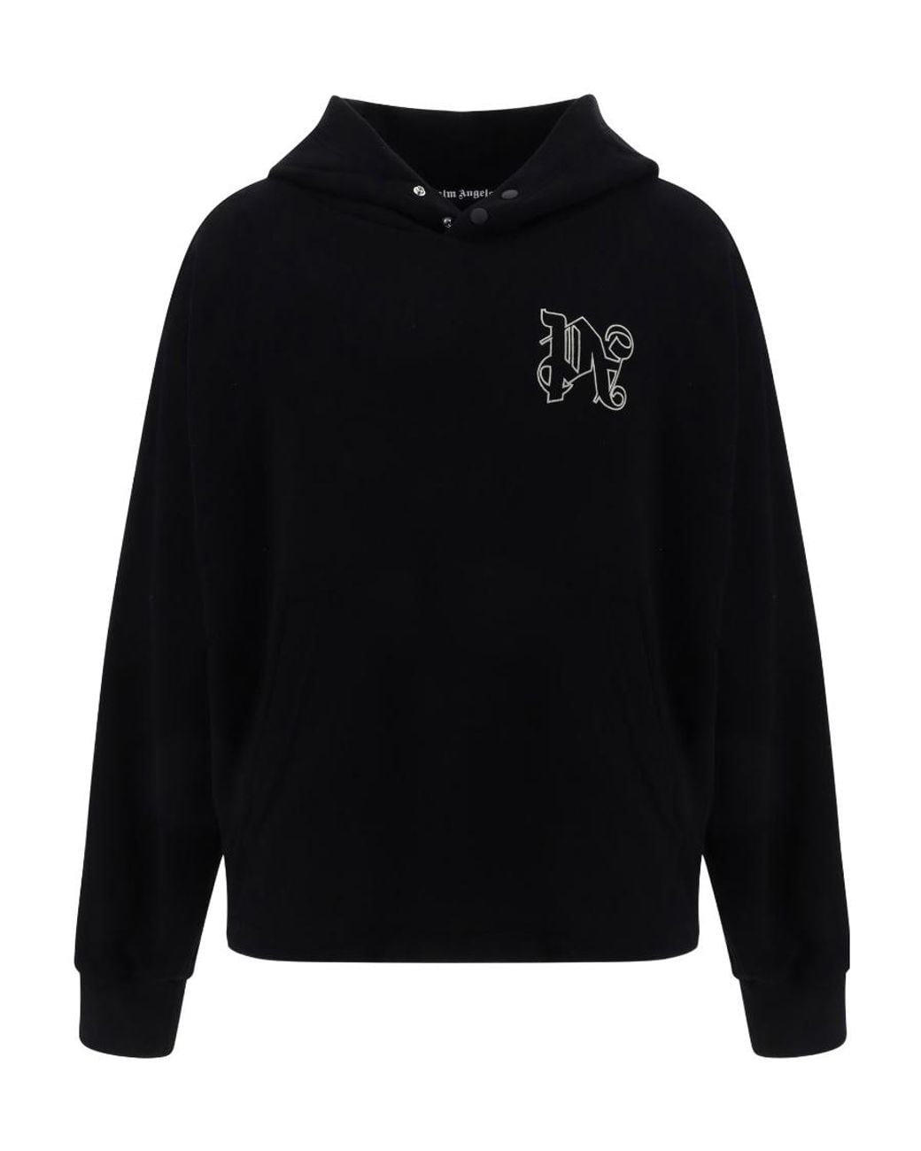 Palm Angels Black Pa Monogram Embroidered Hoodie for men
