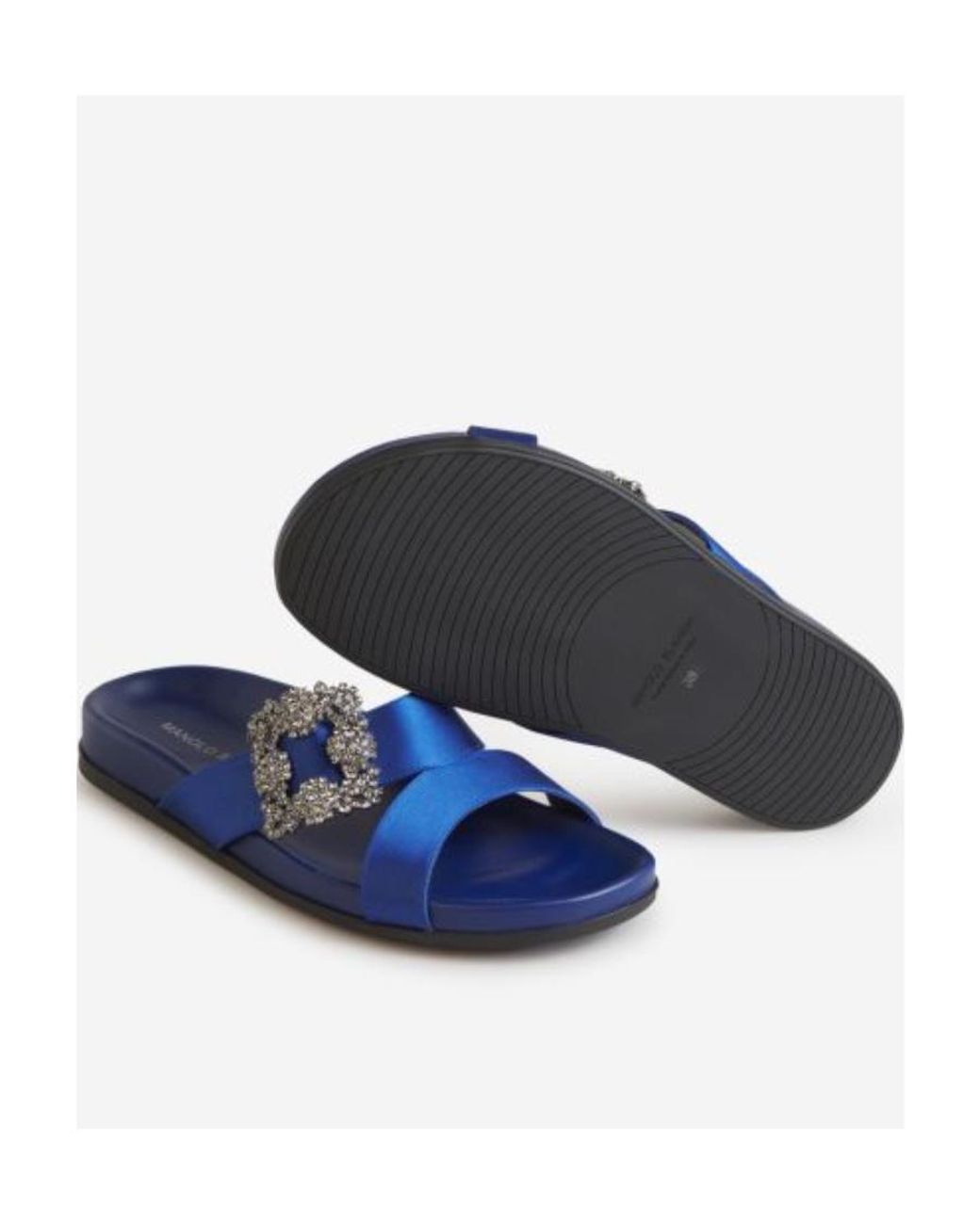 Manolo Blahnik Blue Gem Buckle Slides
