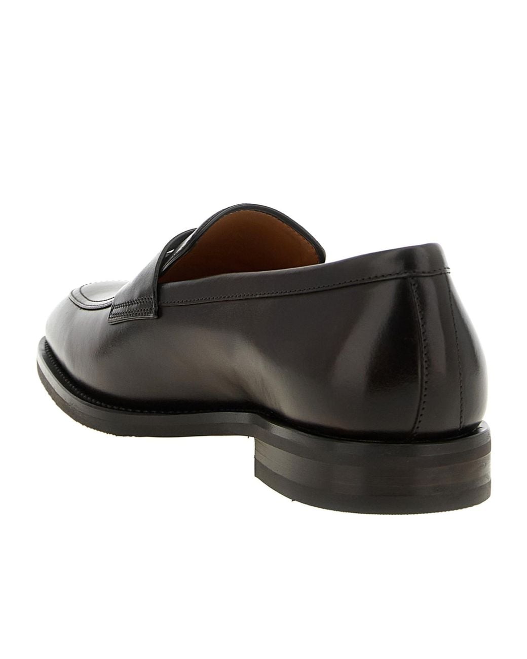 Santoni Black Gregor Leather Loafers for men