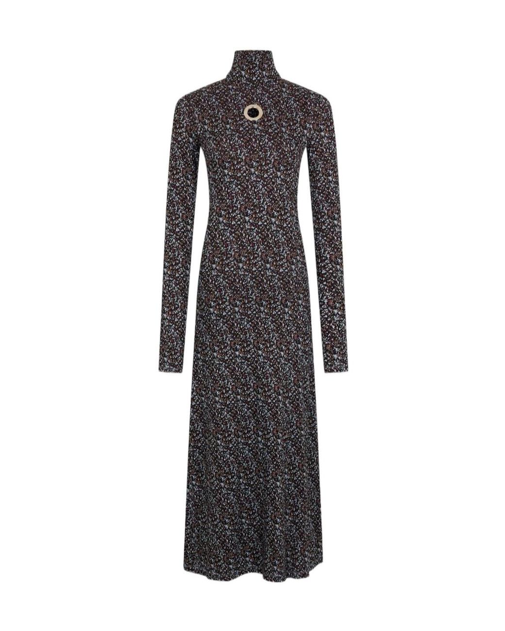 Rabanne Black High-Neck Long-Sleeved Dress