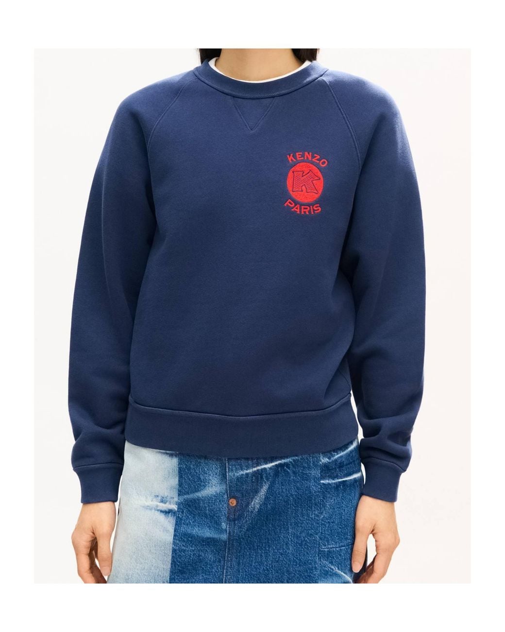 KENZO Blue Logo Detailed Crewneck Sweatshirt