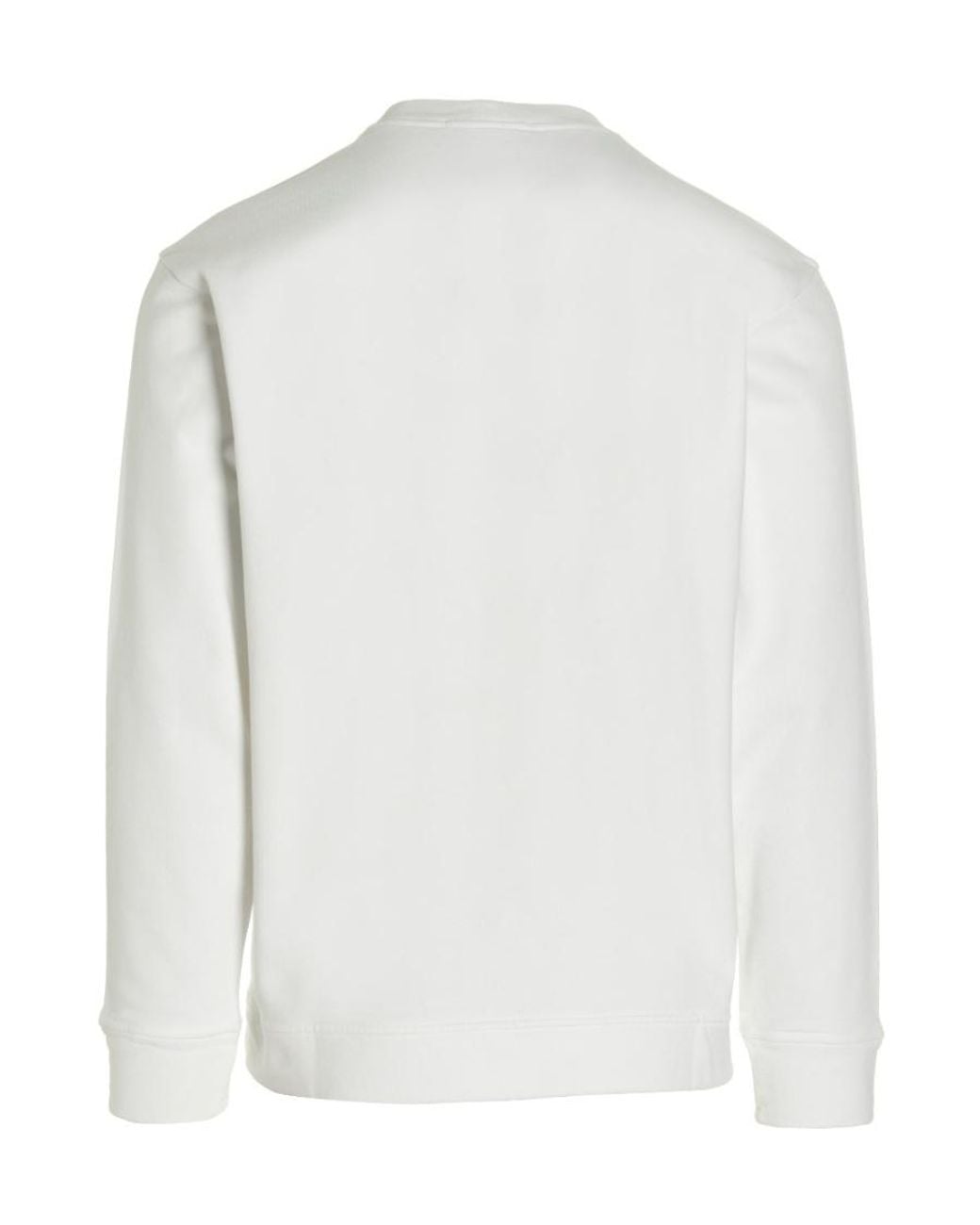 Stone Island White Compass-Motif Long-Sleeved Sweatshirt for men
