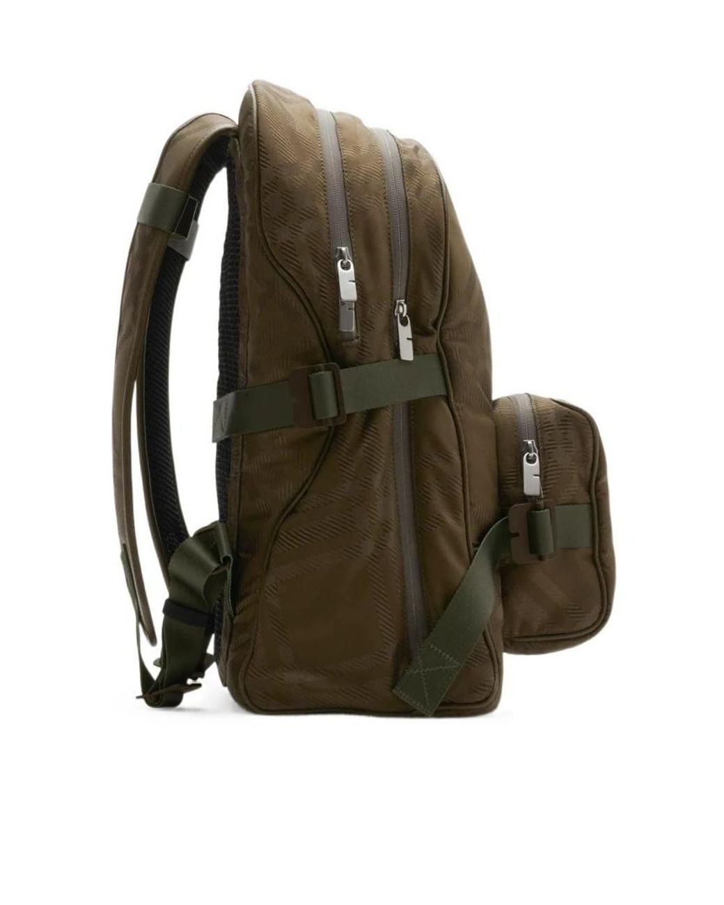 Burberry Green Checked Jacquard Zipped Backpack for men