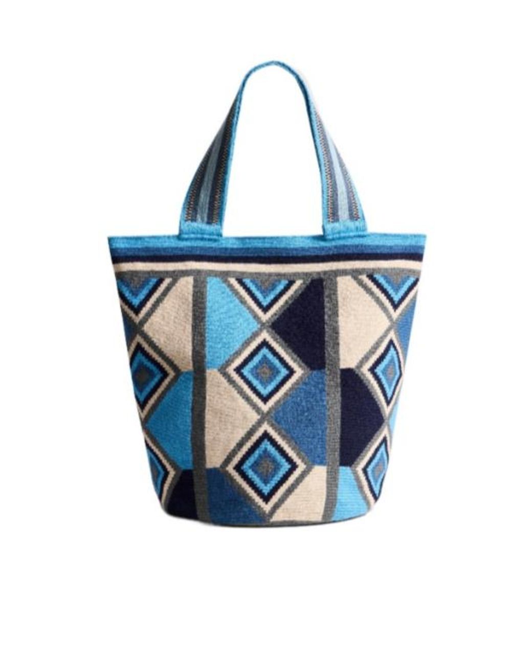 J.W. Anderson Blue Jw Anderson Pattern-Intarsia Knitted Tote Bag