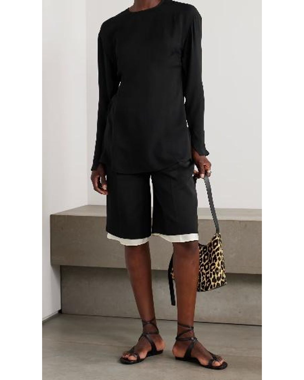 Wardrobe NYC Black Sheer Split-Cuff Blouse