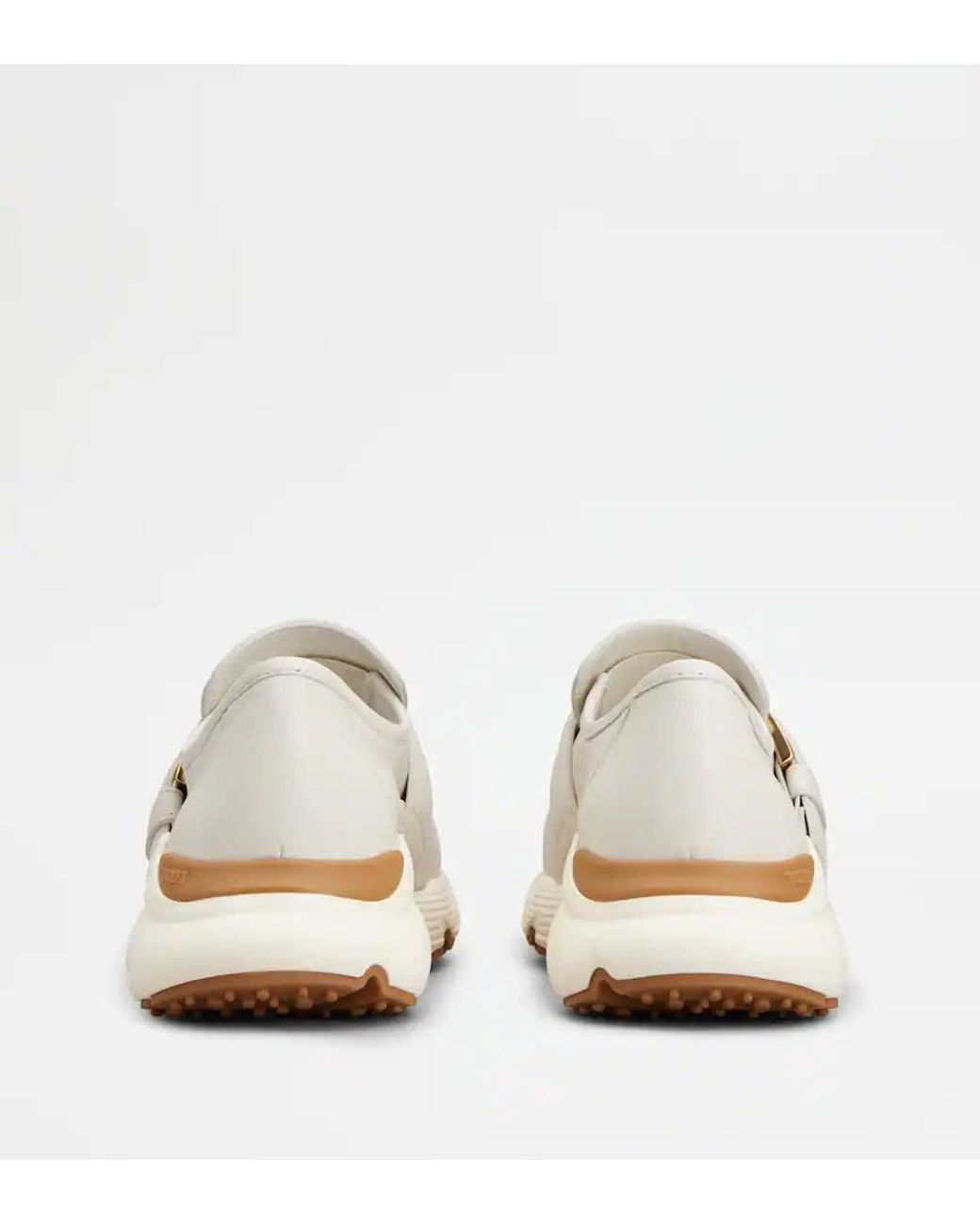Tod's White Buckle-Strap Slip-On Sneakers