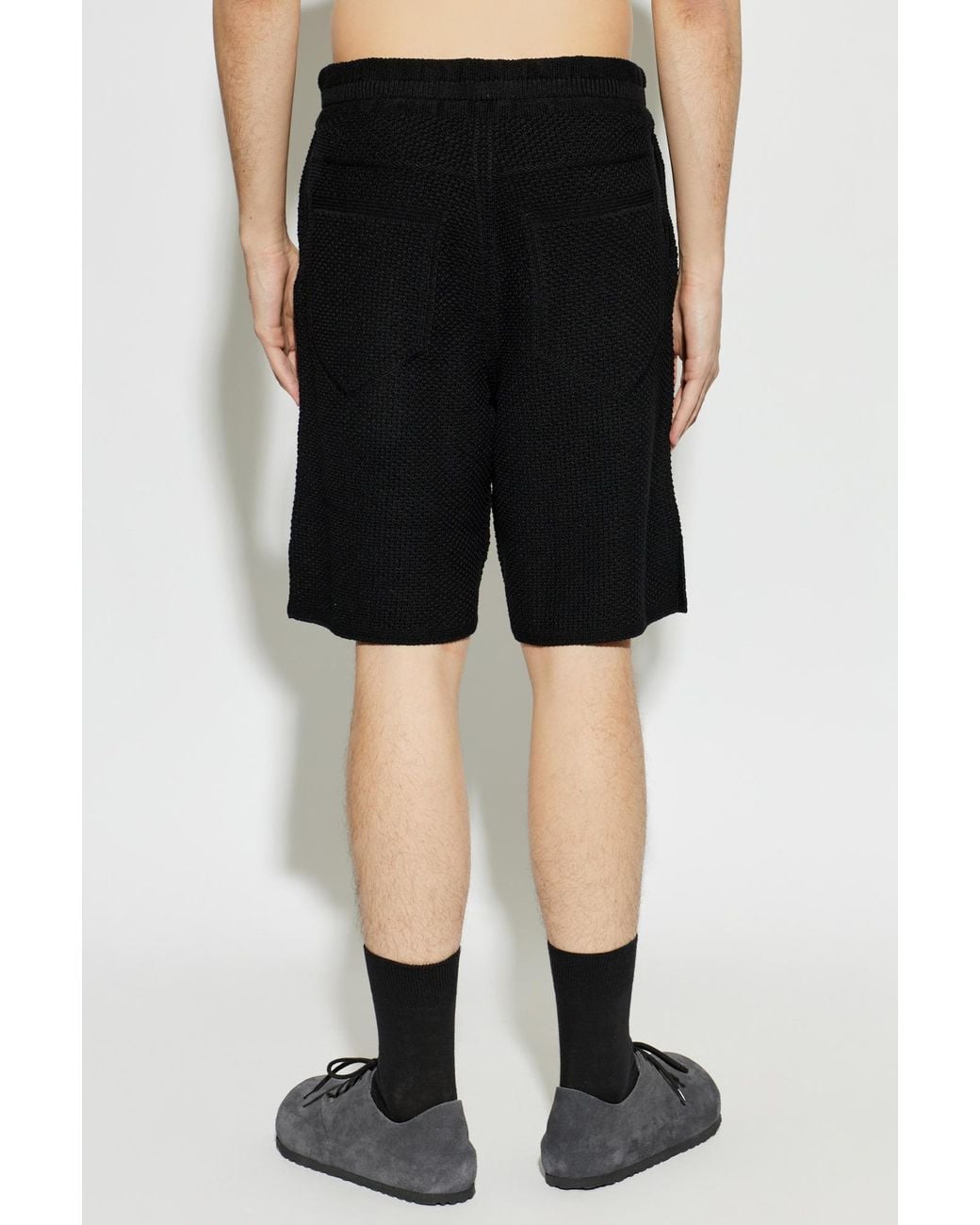 Homme Plissé Issey Miyake Black Homme Plissé Issey Miyake Rustic Knitted Shorts for men
