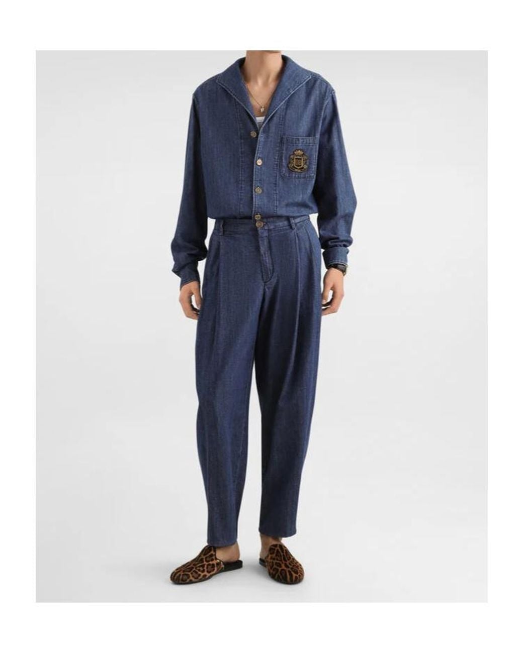 Dolce & Gabbana Blue Pleated Jeans for men