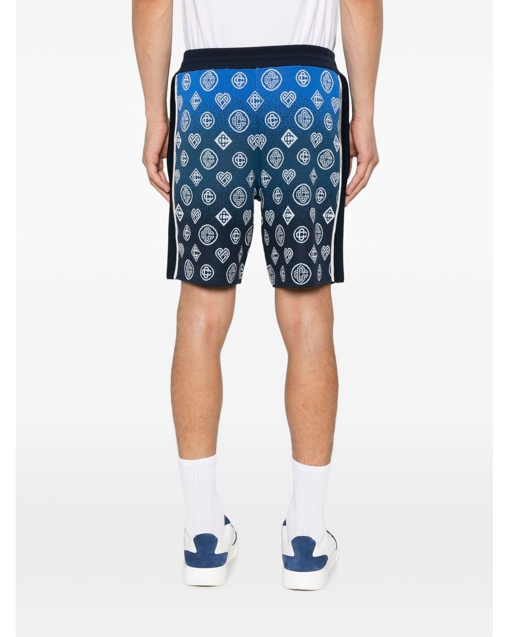 Casablanca Blue Letter-Pattern Knit Shorts for men