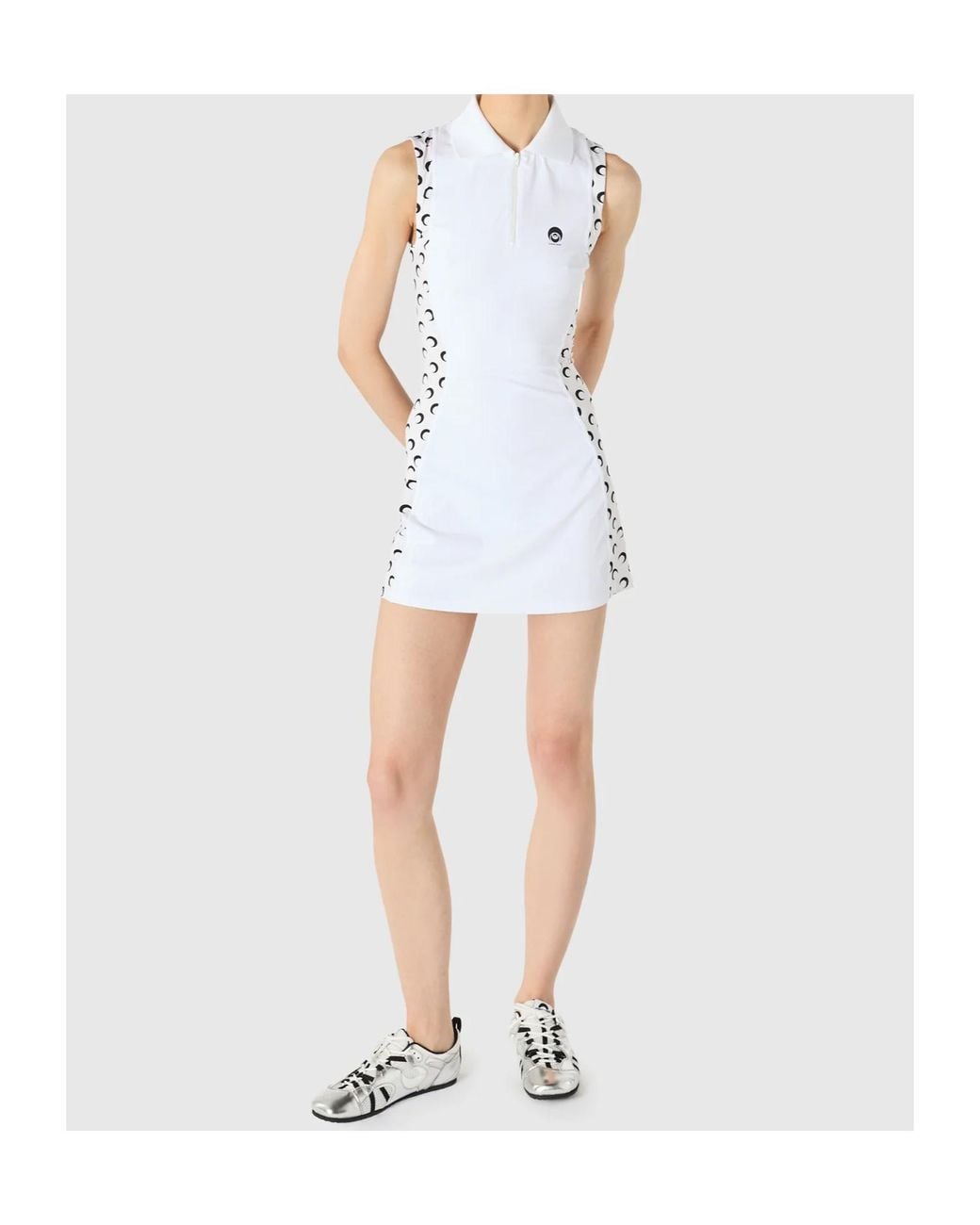 MARINE SERRE White Moon Inserts Athleisure Polo Mini Dress