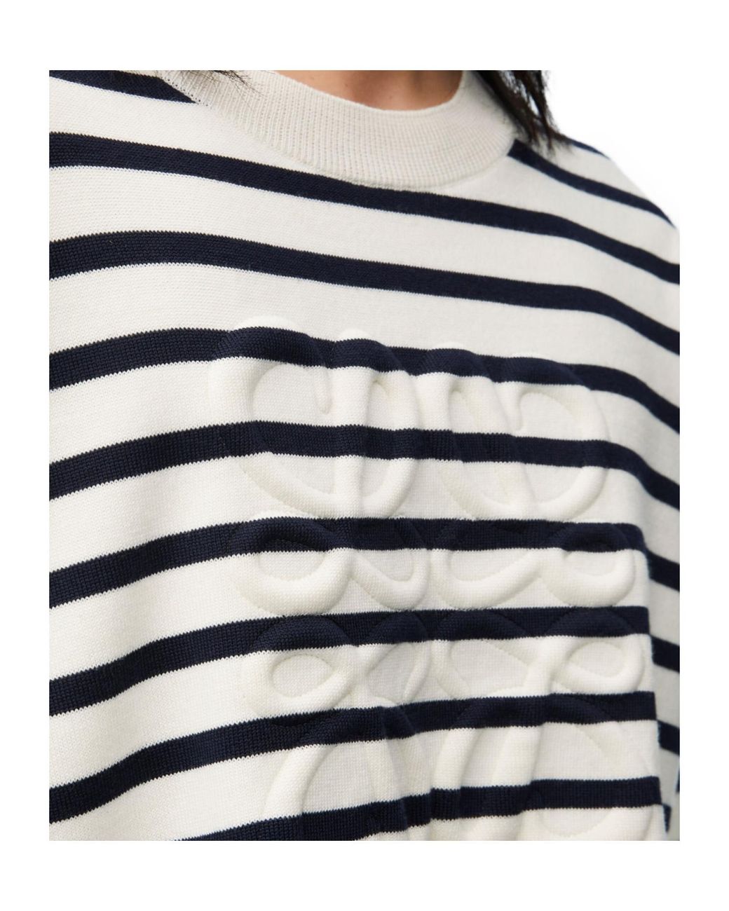Loewe White Striped Cropped Jumper