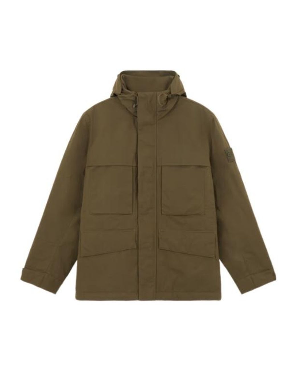Stone Island Green Compass Patch Hooded Field Jacket for men