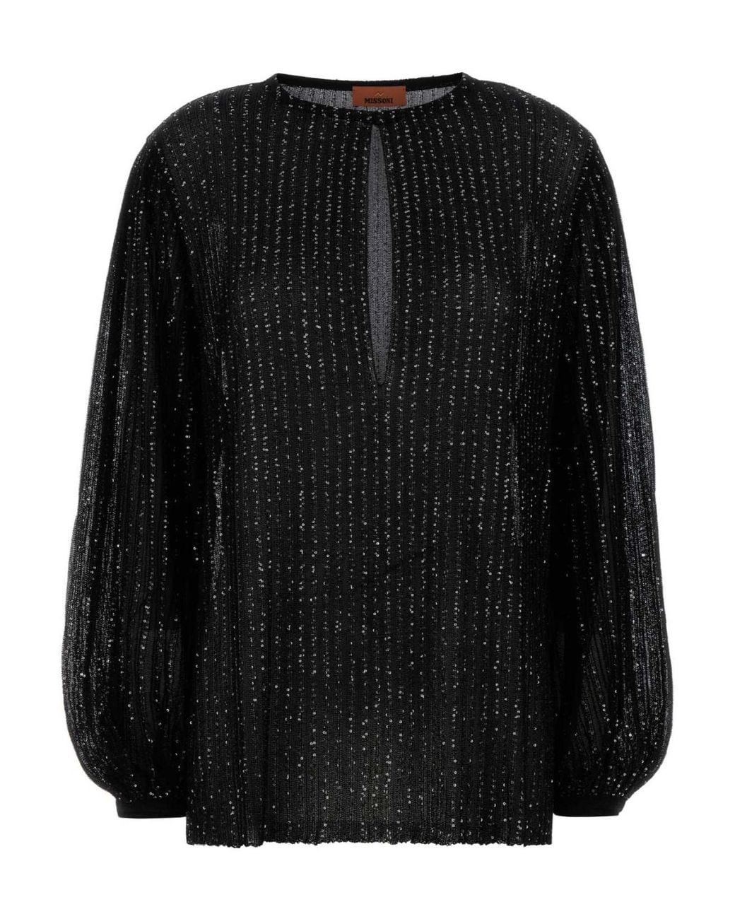 Missoni Black Embellished Crewneck Balloon-Sleeved Blouse