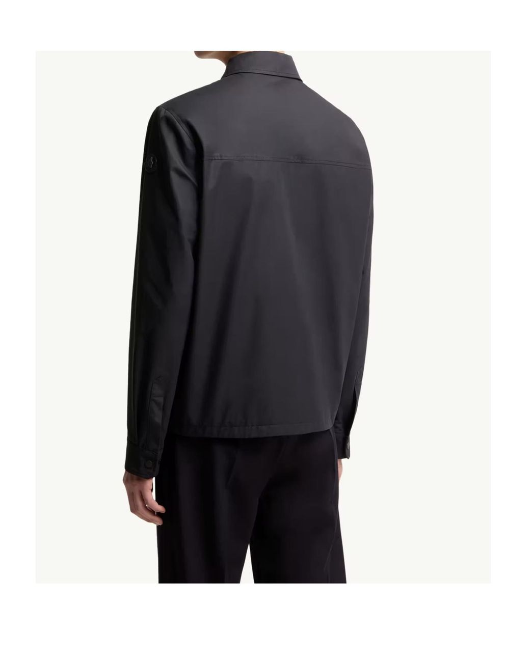 Moncler Blue Leather Logo Cotton Blend Shirt for men