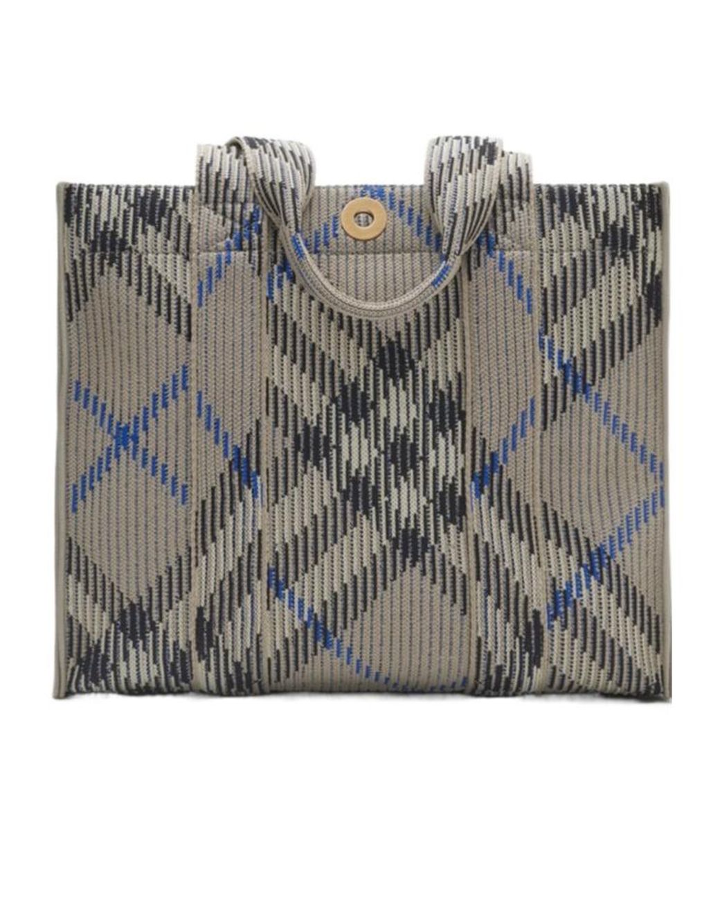 Burberry Gray Small Check Knitted Tote Bag
