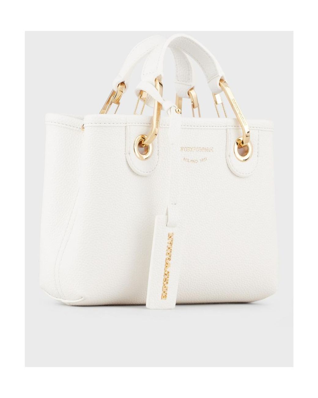 Emporio Armani White Logo Detailed Tote Bag