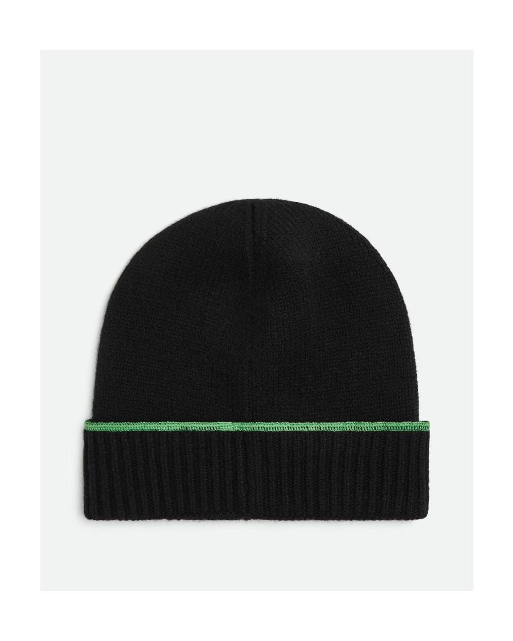 Bottega Veneta Black Wool Cashmere Hemmed Wool Hat for men