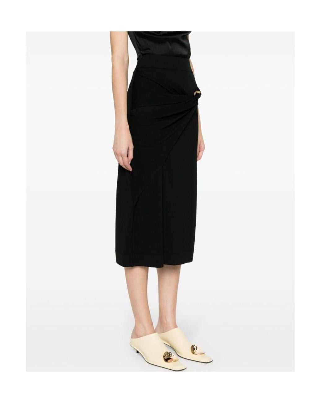Jil Sander Black High-Waisted Virgin Wool Skirt