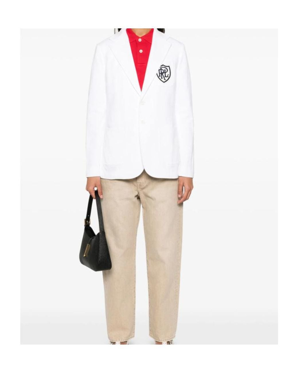 Ralph Lauren White Logo-Patch Blazer