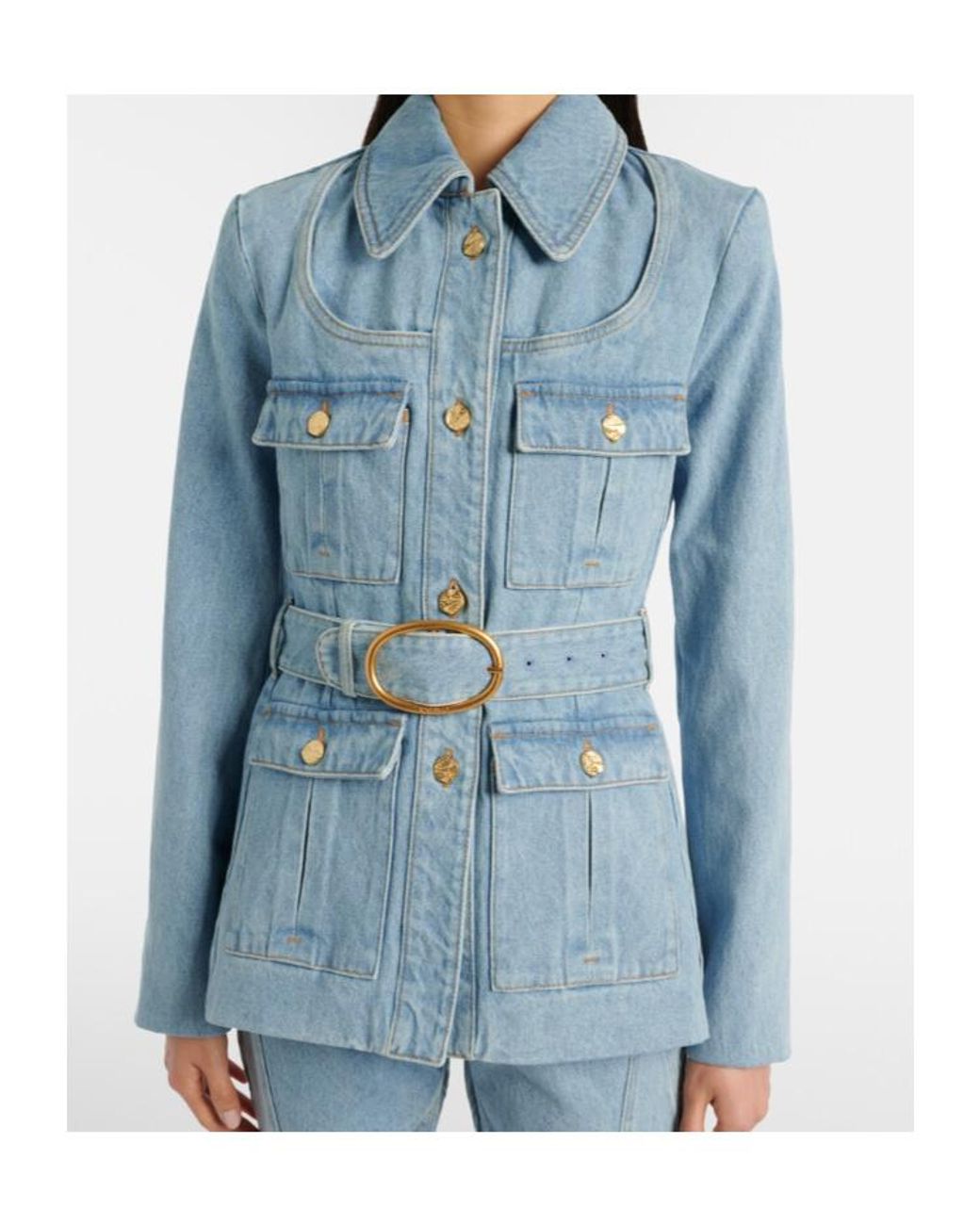 Nina Ricci Blue Belted Denim Jacket