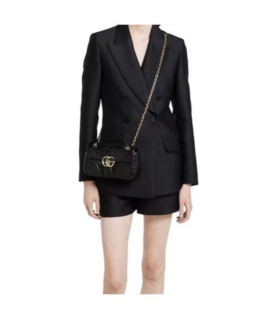 Gucci Black Gg Marmont Small Shoulder Bag