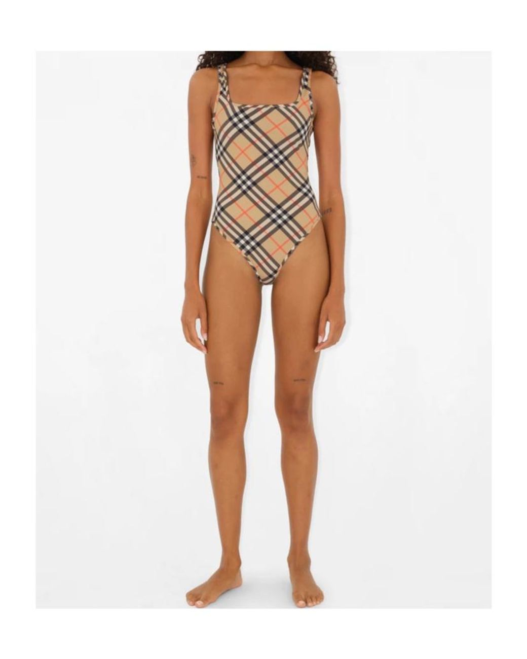 Burberry Natural Plaidpattern Swimsuit