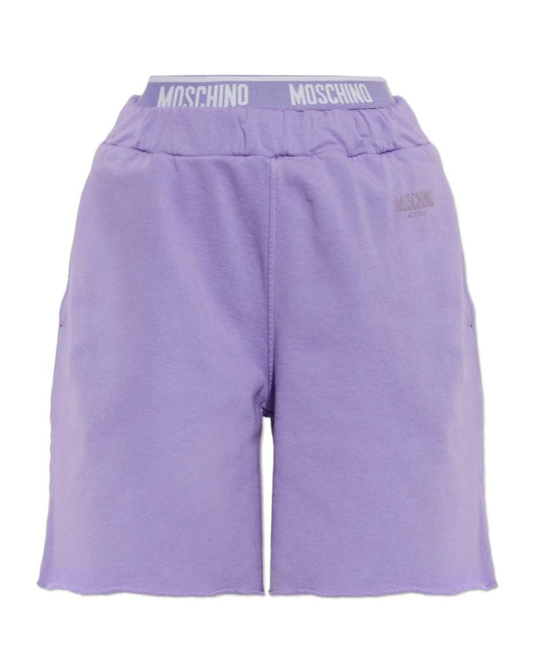 Moschino Purple Logo Waist Bermuda Shorts