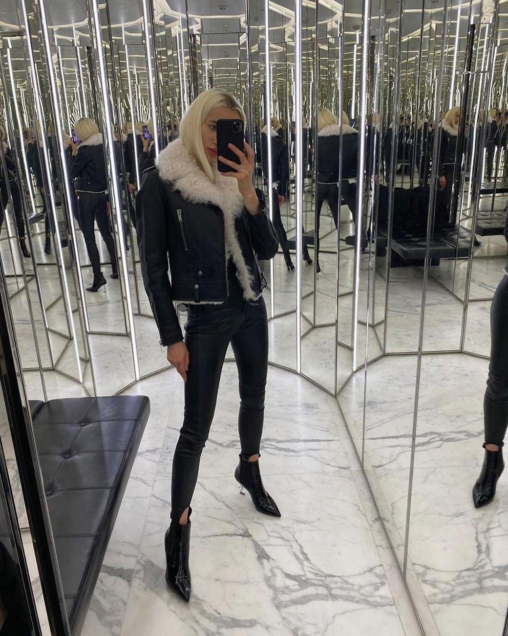 Saint Laurent Black Zip Detailed Biker Jacket