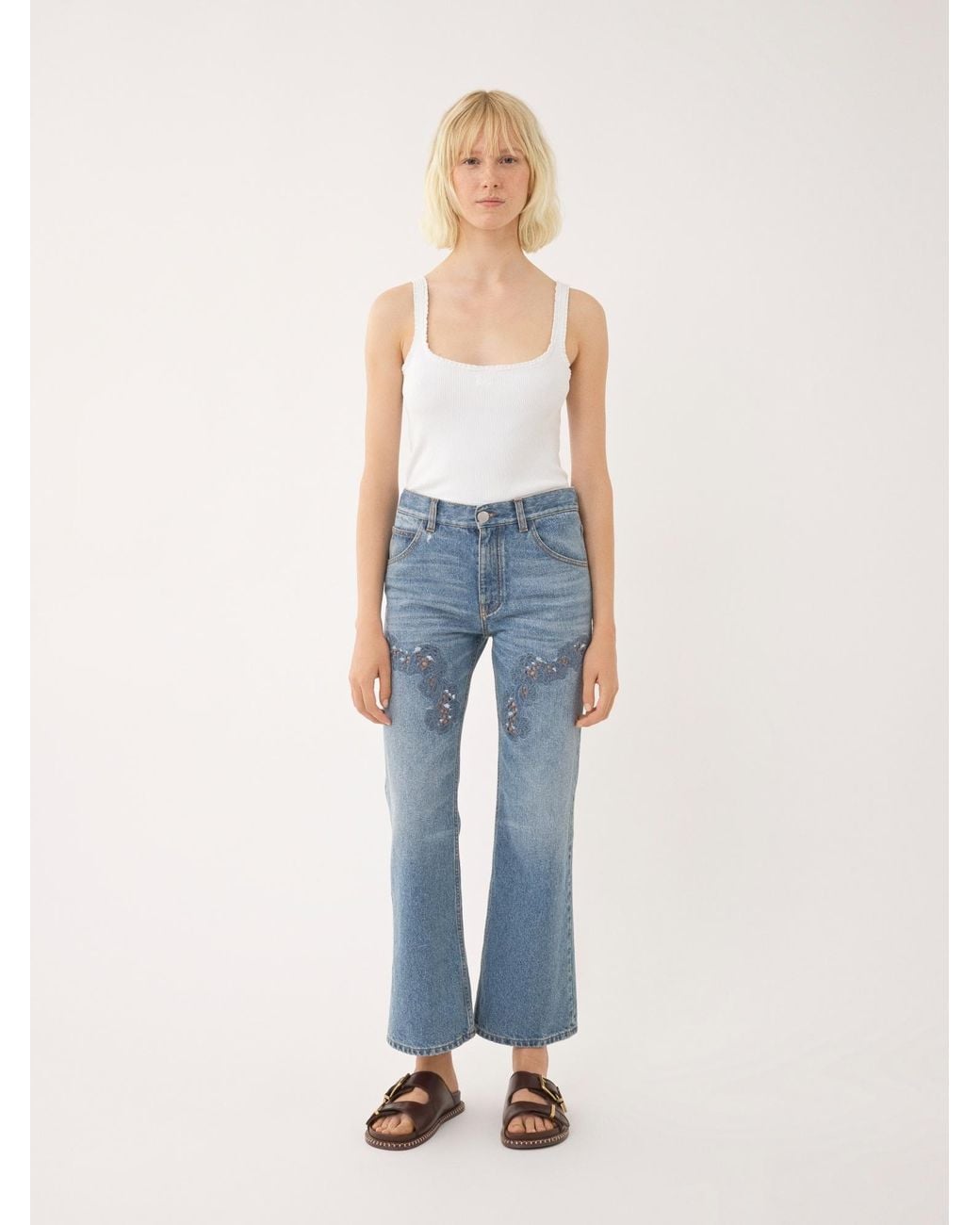Chloé Blue Chloé Cropped Bootcut Jeans