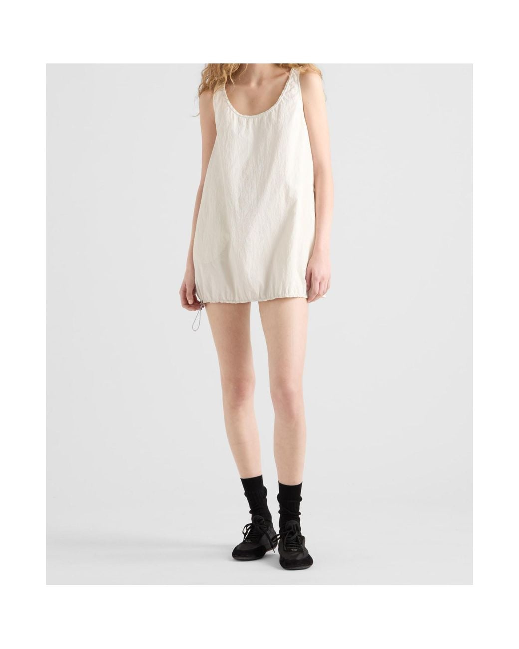Prada White Sleeveless Technical Pongé Mini-Dress