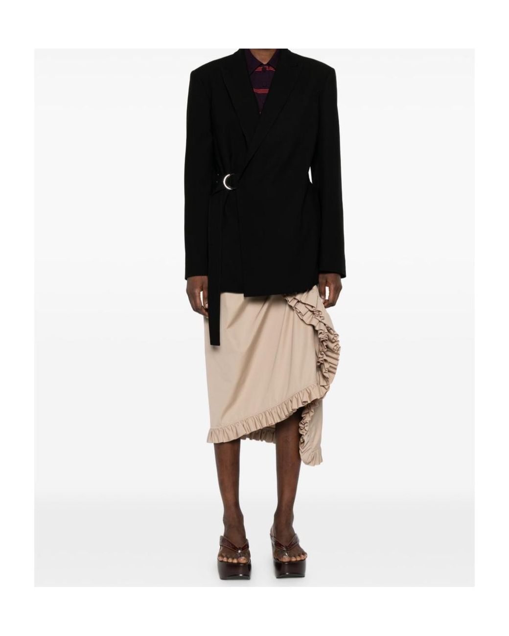 Loewe Black Wool Draped Blazer