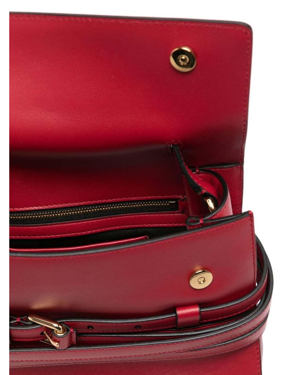 Moschino Red Belt-Detail Leather Tote Bag