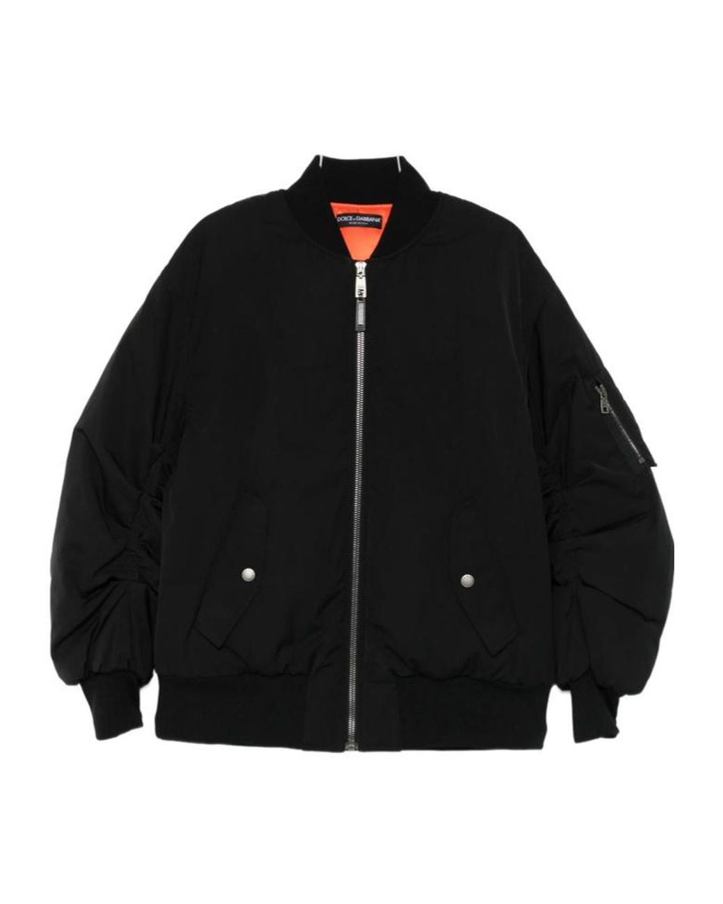 Dolce & Gabbana Black Zip-Up Oversized Bomber Jacket