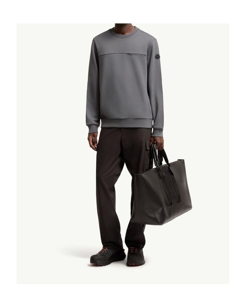 Moncler Gray Logo Cotton Sweatshirt for men