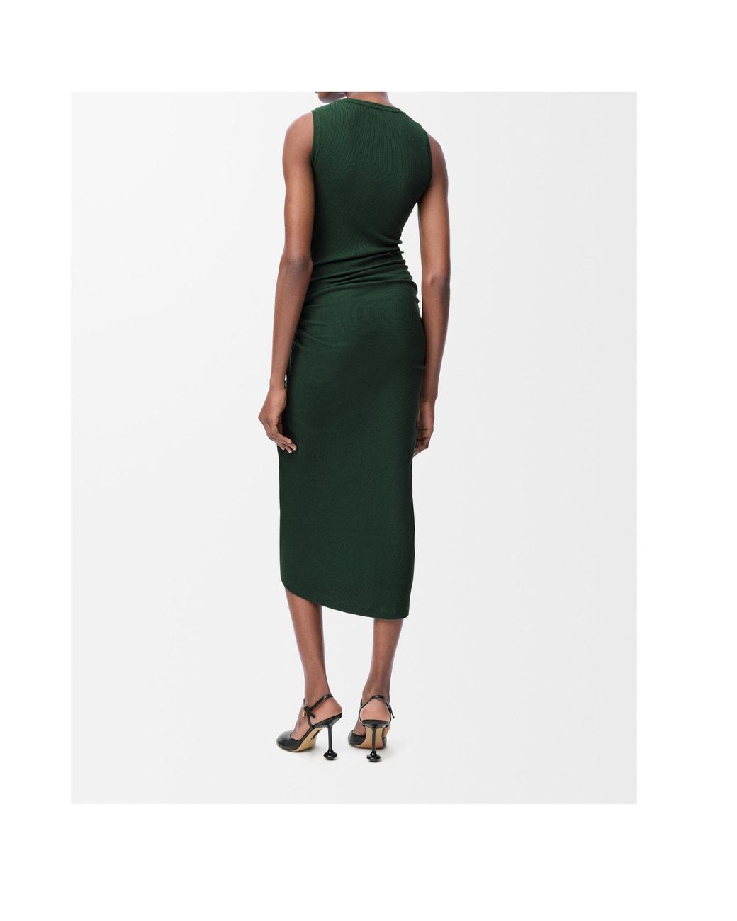 Loewe Green Draped Fine-Ribbed Dress