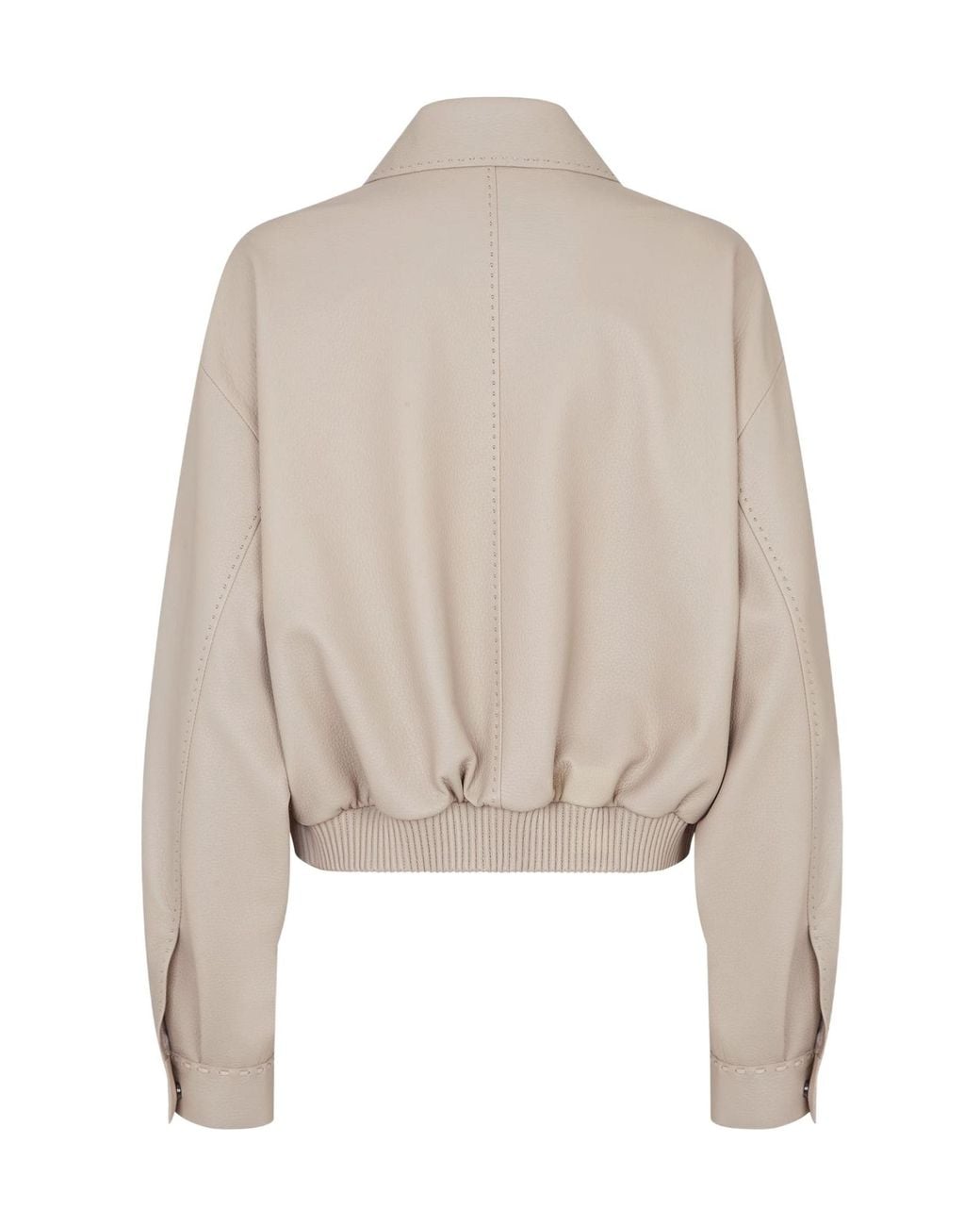 Fendi Natural Oversized Collared Bomber Jacket