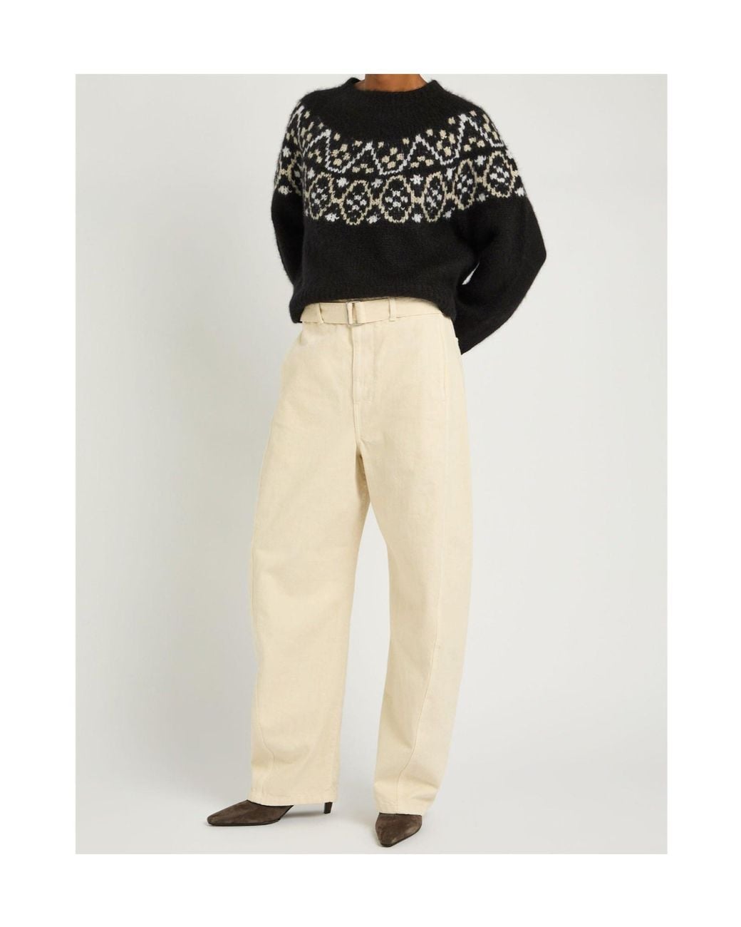 Nili Lotan Black Fair Isle Pattern Sweater