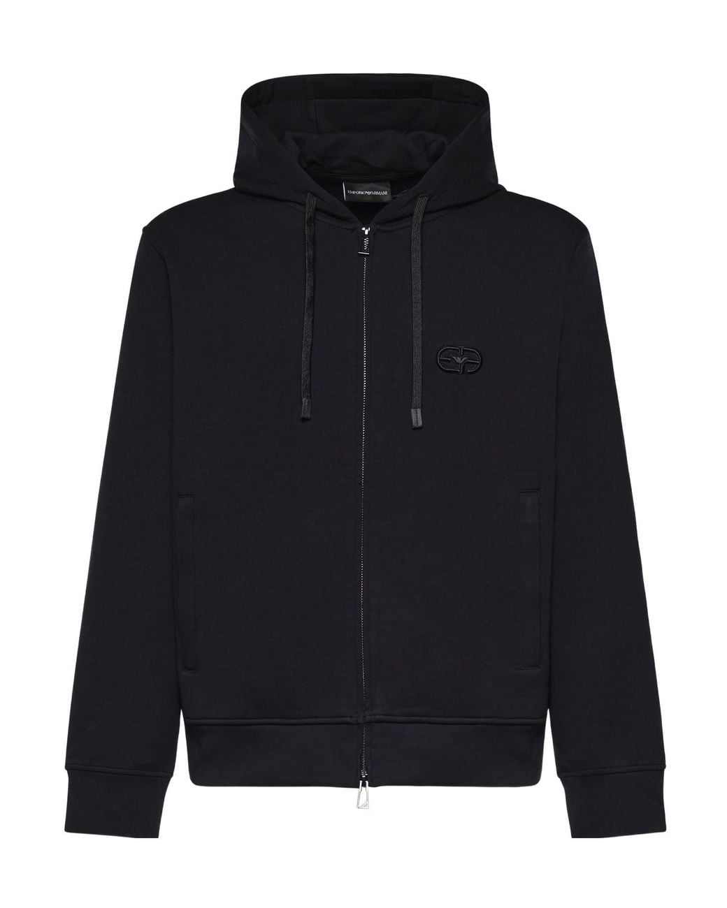 Emporio Armani Blue Zip-Through Logo Hoodie for men