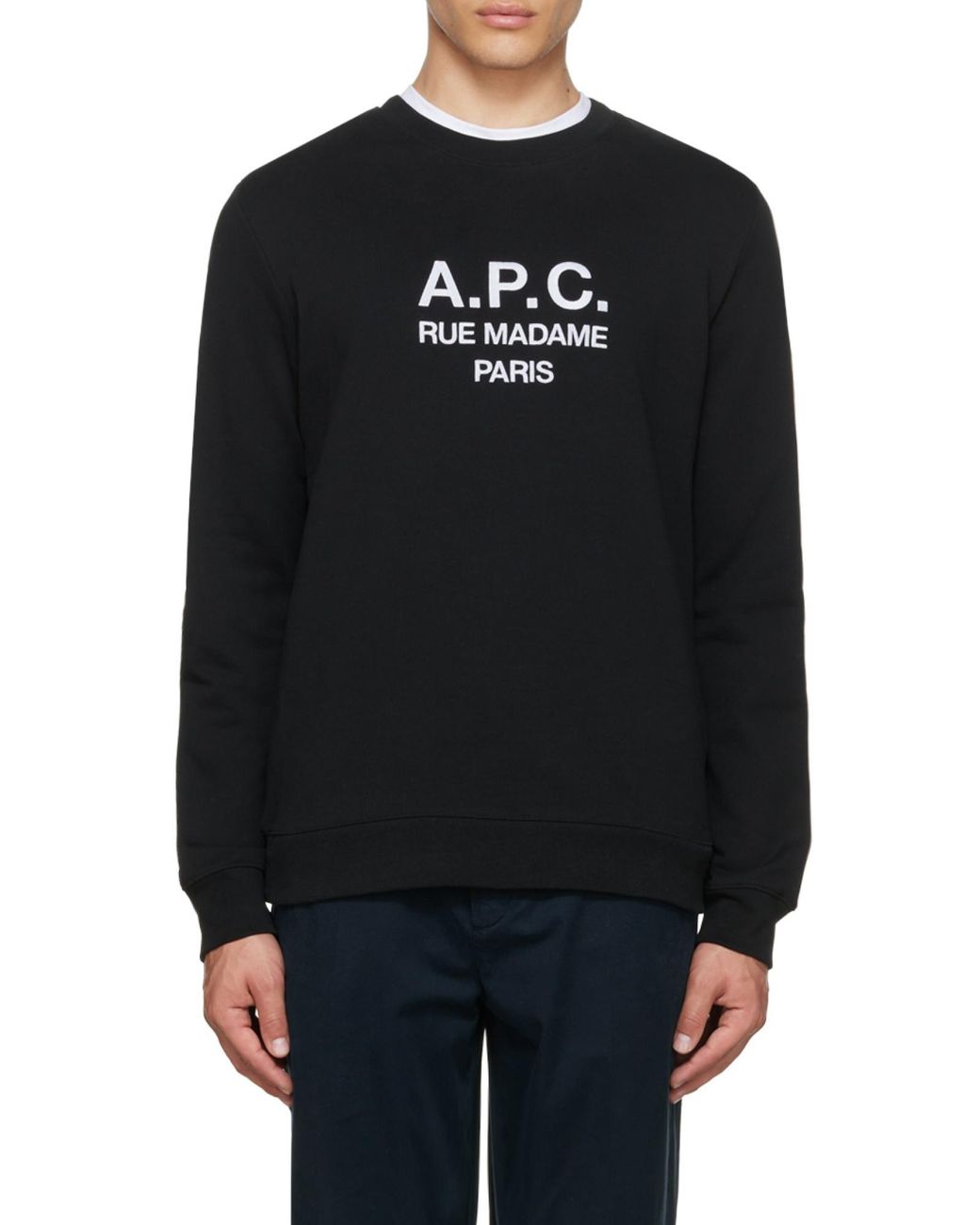 A.P.C. Black Logo Embroidered Crewneck Sweatshirt for men