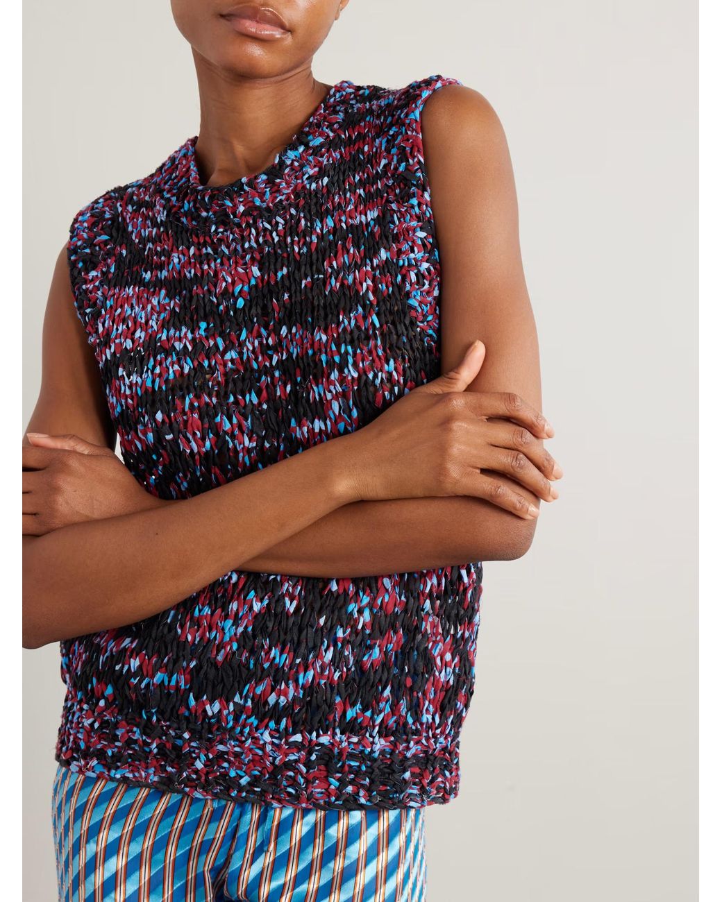 Dries Van Noten Blue Crew Neck Knitted Vest