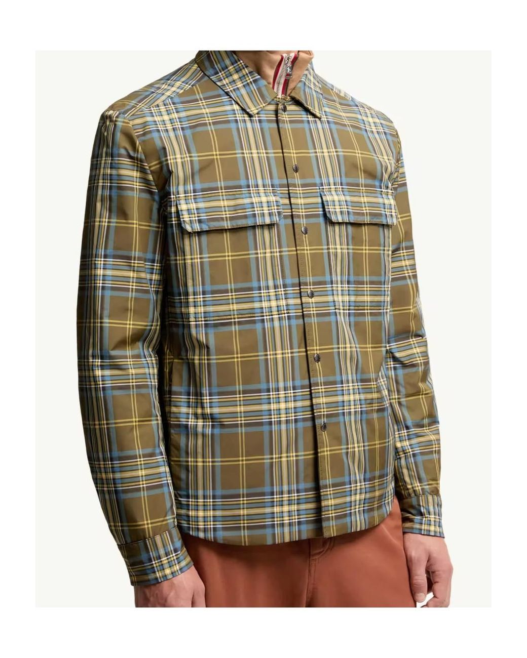 Moncler Green Checkered Long-Sleeve Shirt for men
