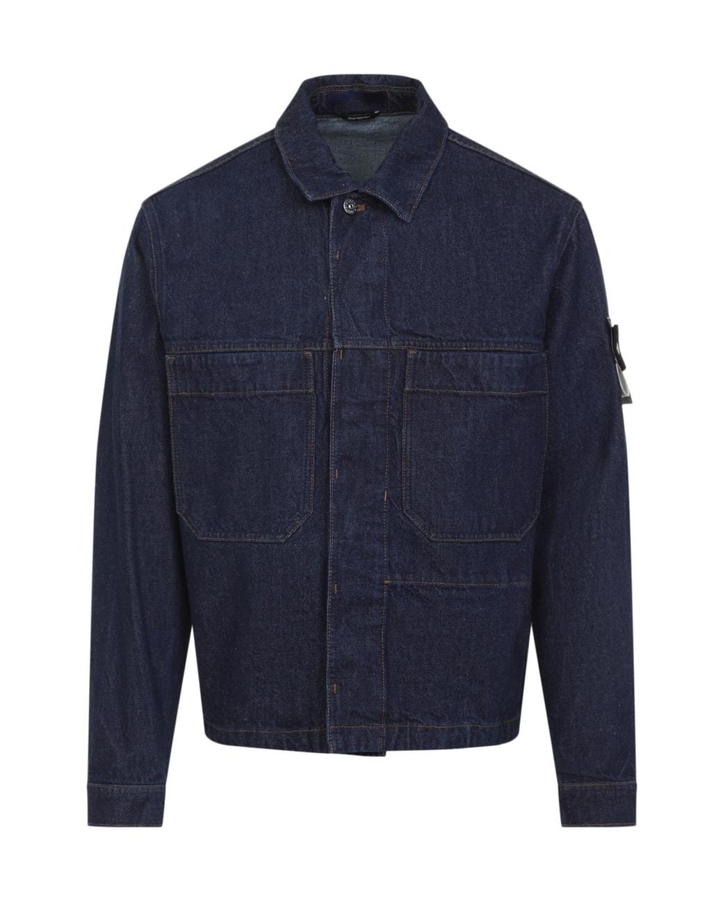 Stone Island Logo Patch Denim Jacket in Blue for Men | Lyst