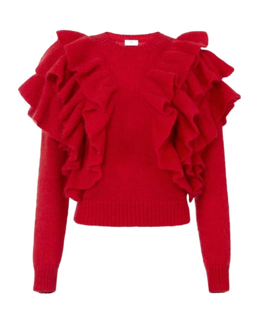 Elisabetta Franchi Red Knit Ruffled Jumper