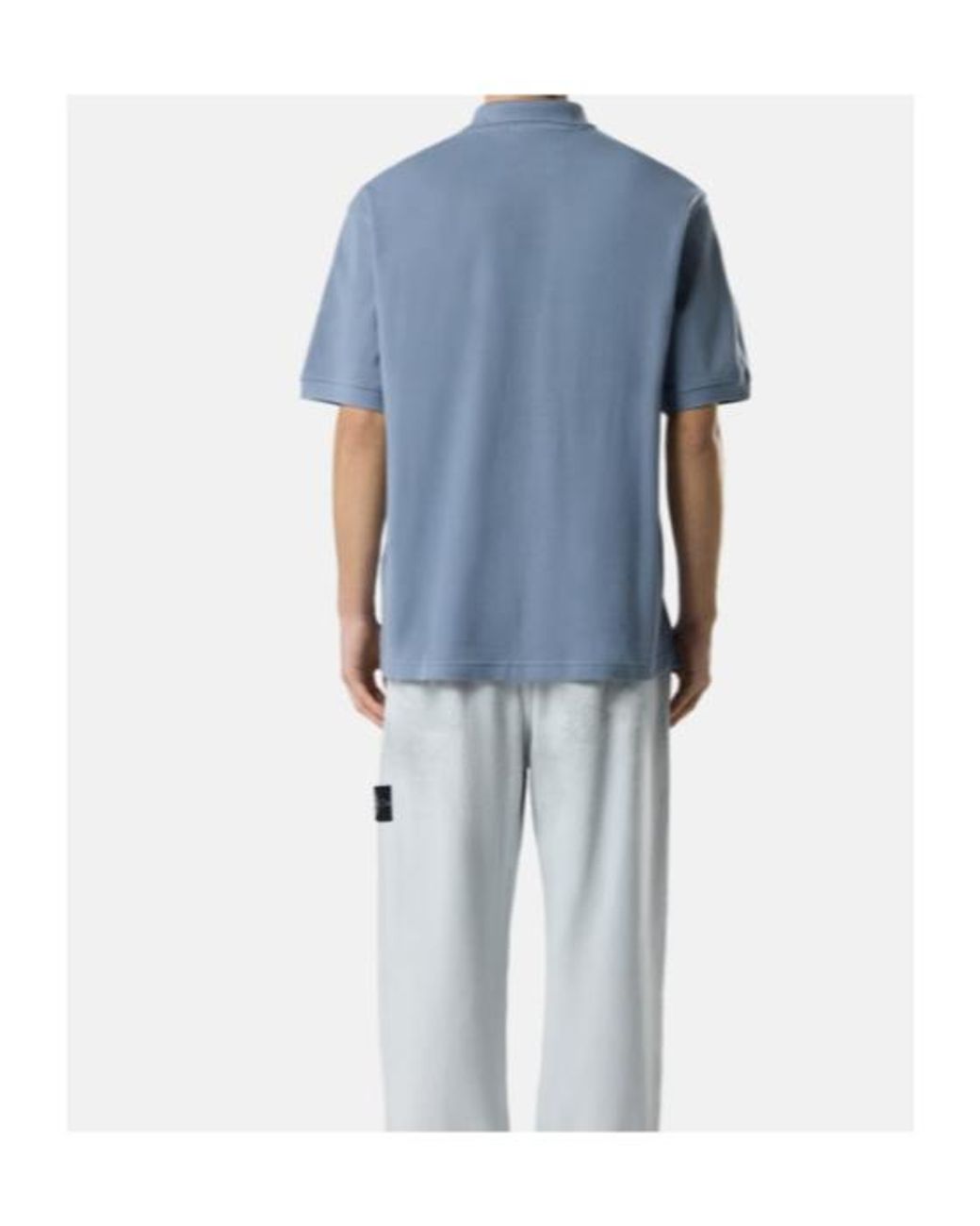 Stone Island Blue Logo-Embroidered Polo Shirt for men